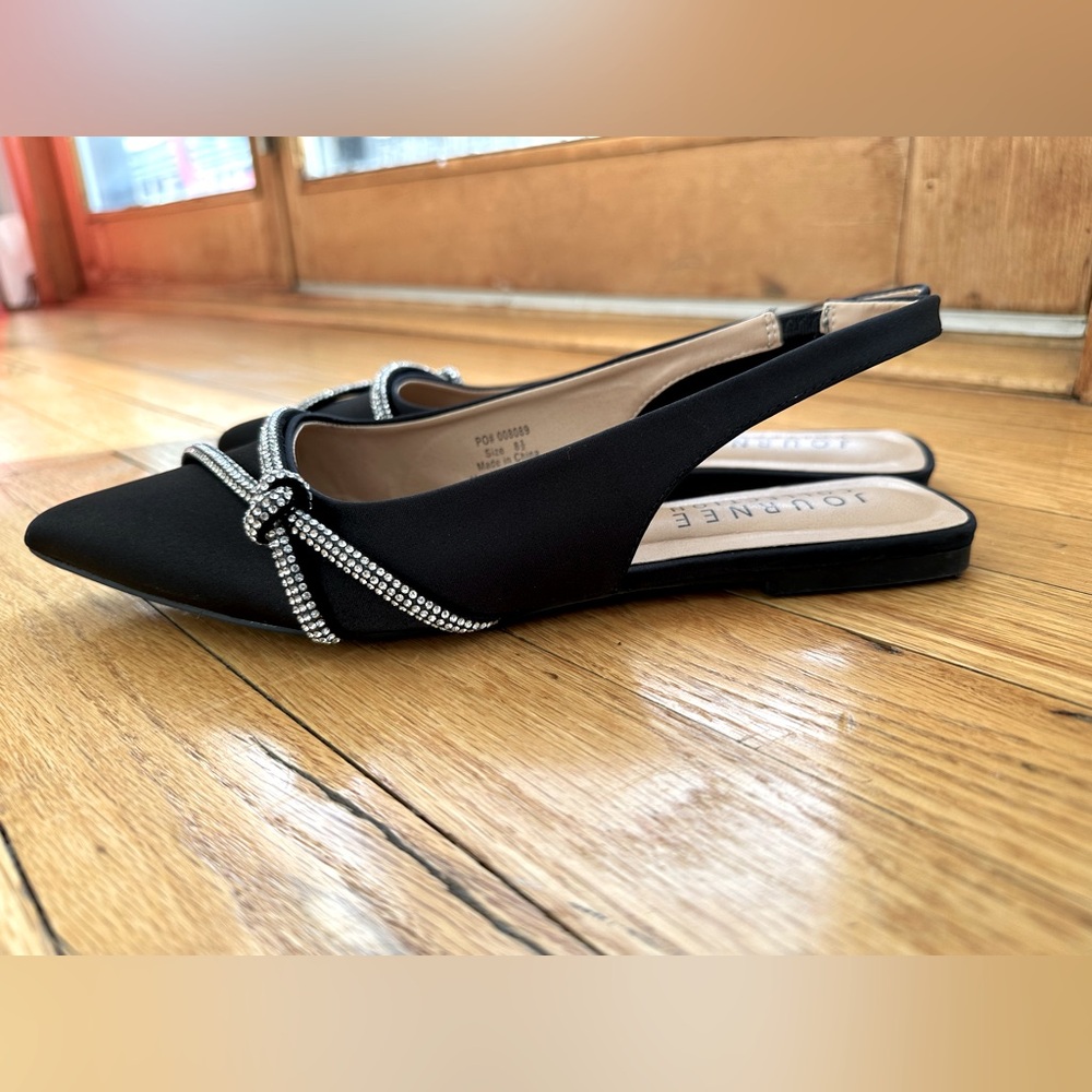 Women’s Journee Dress Flats Pointy Toe Slingback Shoes 8.5 - Picture 7 of 10